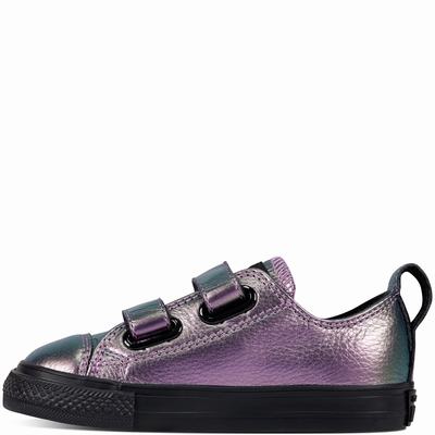 Converse Chuck Taylor All Star 2v Iridescent Leather Low Tops Womens - Purple/Black/Black Shoes (556UDEWO)
